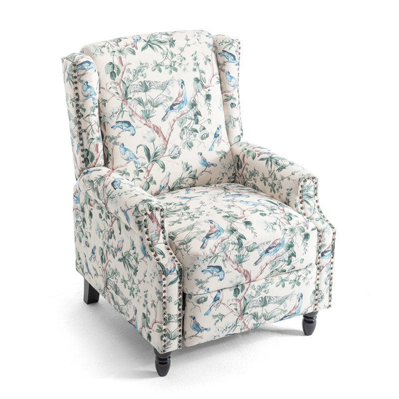 29.13cm Wide Standard Recliner, Blue/Beige Animal Print