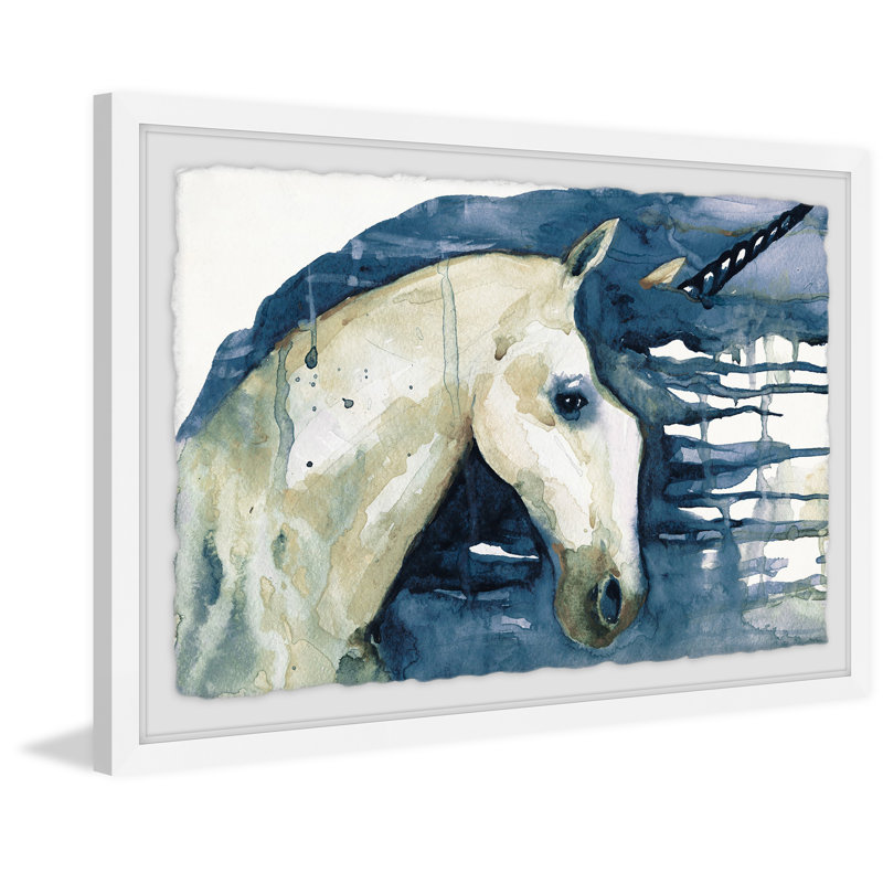 Blue Unicorn - Painting, 20cm H x 30cm W