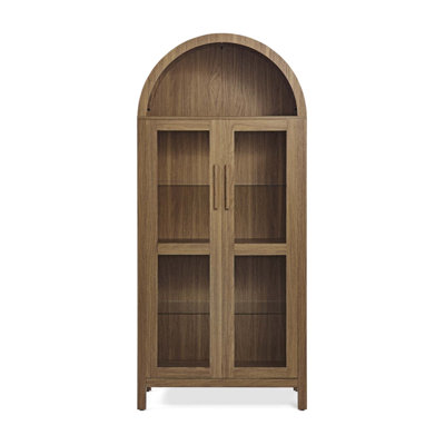 High Arched Storage Cabinet with Lamp, Modern Retro-Style Wooden Multi-Functional Kitchen Cabinet