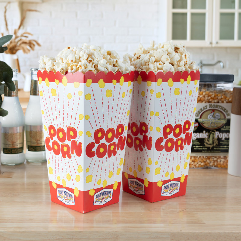 Boîtes de maïs soufflé 46 onces Great Northern Popcorn en papier pour soirées cinéma et fêtes