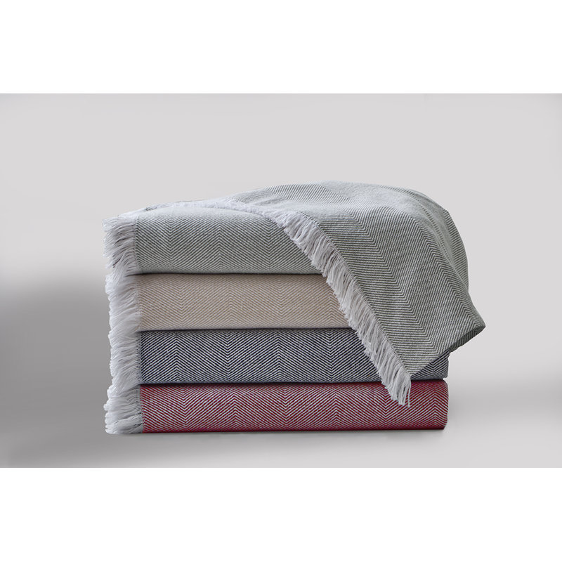 Couverture 100% coton , Blanc / gris, Grand lit