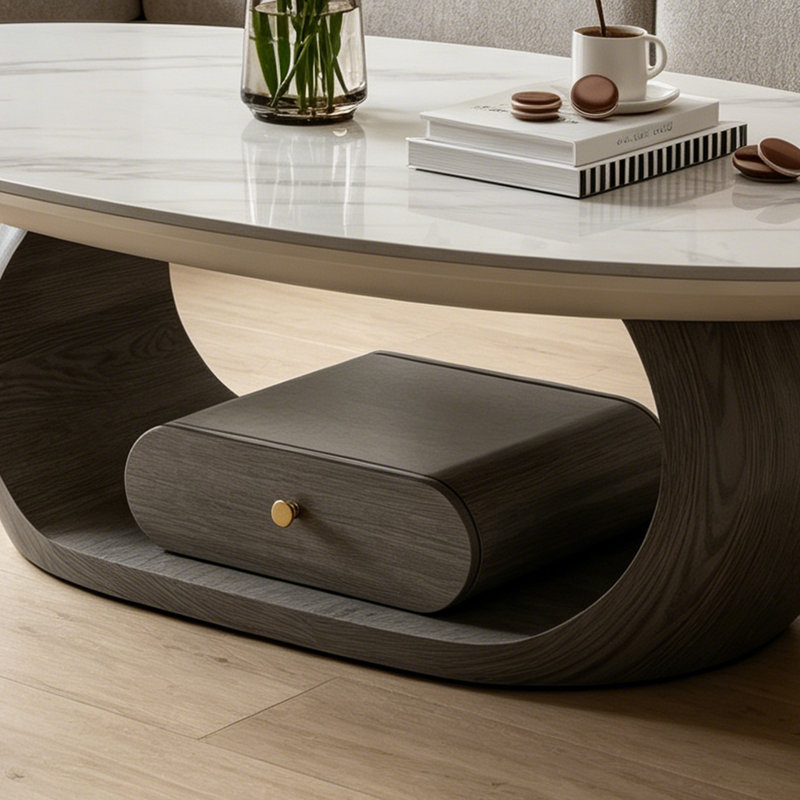 Table basse avec rangement Modern Rock, H 15,74 po x l 51,18 po x P 27,55 po, Gris / gris brunâtre