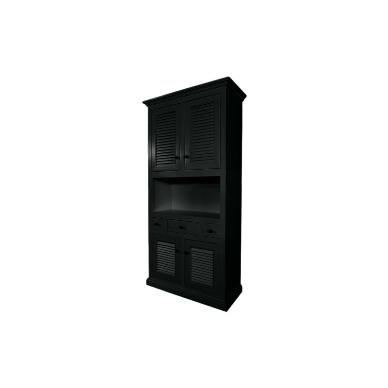 Modern Dining Hutch and buffet with shutter doors, Black
