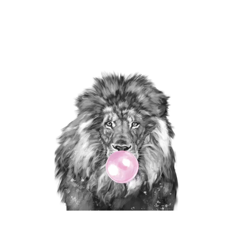 Bubble Gum Lion by Big Nose Work - Wrapped Canvas Gallery-Wrapped Canvas Giclée, 31 cm H x 20.5 cm W