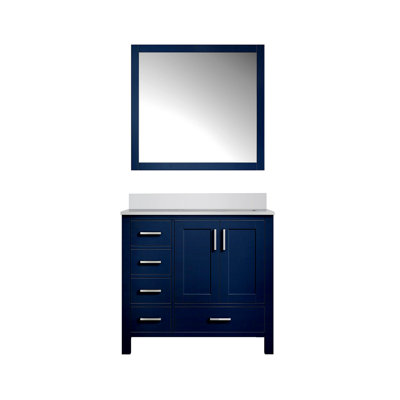 Meuble-lavabo de salle de bain 36 po X P 22 po D, plateau en marbre de culture décalé à droite et Miroir