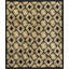 European Floral Motif Striking Black Tan Contrast Antique American Geometric Grid Design Hooked Rug
