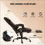 Fauteuil de bureau inclinable à haut dossier, fauteuil de massage à 6 points vibrants avec repose-pieds et télécommande-125766492