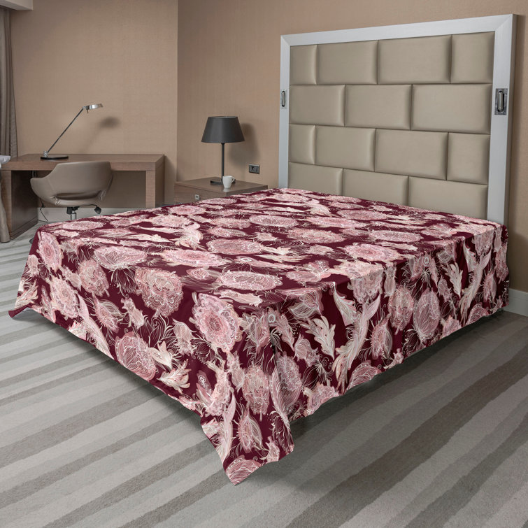 Ambesonne, drap plat floral pivoines, art botanique printanier