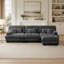 Canapé d'angle modulaire de luxe, canapé nuage surdimensionné en forme de L pour salon, assise profonde avec pouf convertible, gris chenille-1262364977