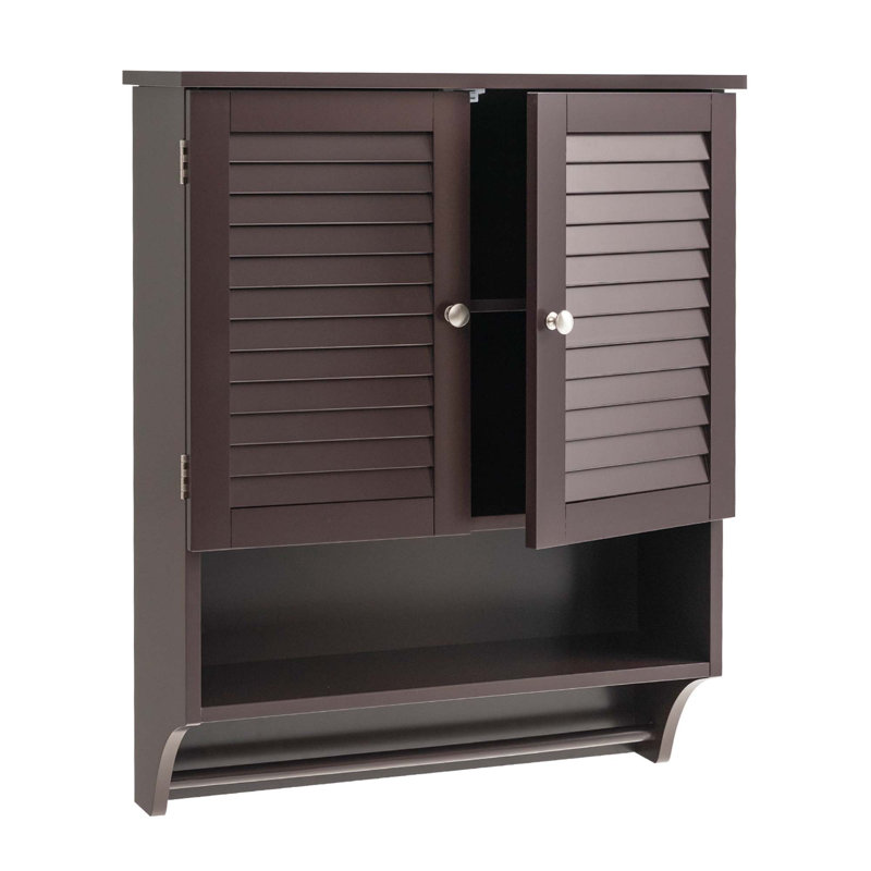 Armoire à pharmacie murale 2 portes avec barre à serviettes Olari, Espresso