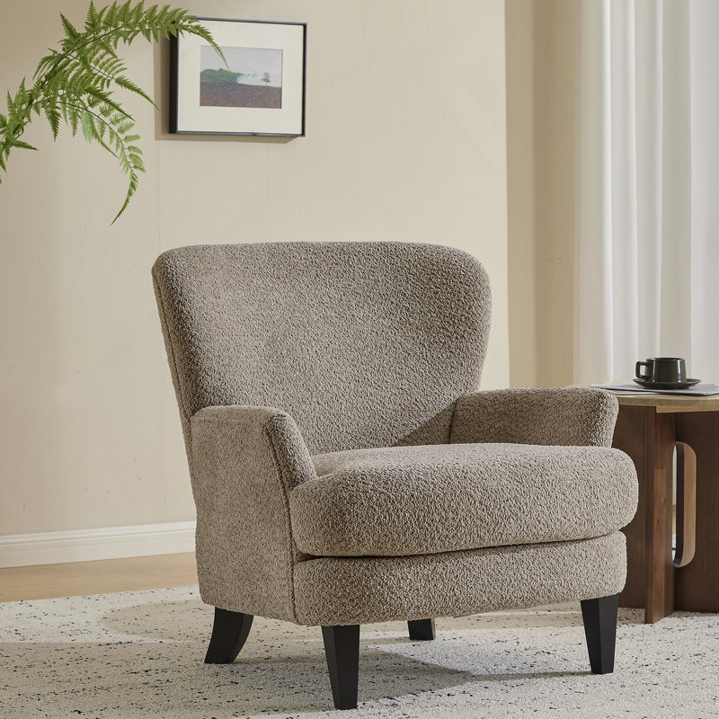 Fauteuil club rembourré Gerald Boucle, Marron clair