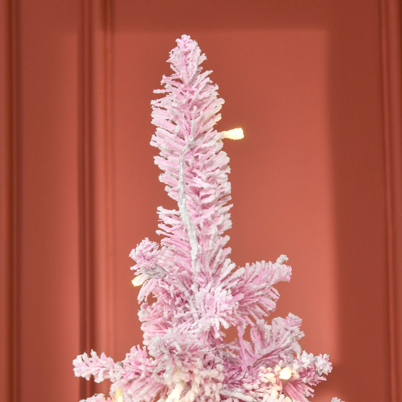 Prelit Snow Flocked Artificial Christmas Tree with Pencil Shape
