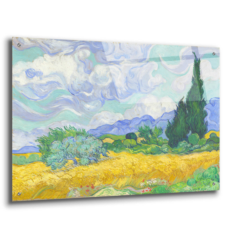 Champ de blé avec cyprès par MASTERS - impression sans cadre, L 36 po x H 24 po