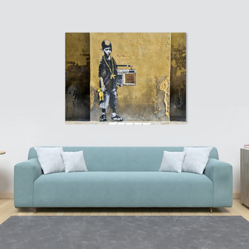 Banksy Hip Hop Kid Gangsta by Banksy - No Frame Print on Canvas, 41cm H x 61cm W x 3.8cm D