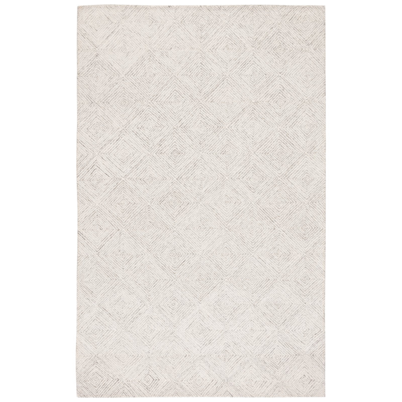 Tapis abstrait gris / ivoire Williamstown 427, Rectangulaire 8 pi x 10 pi