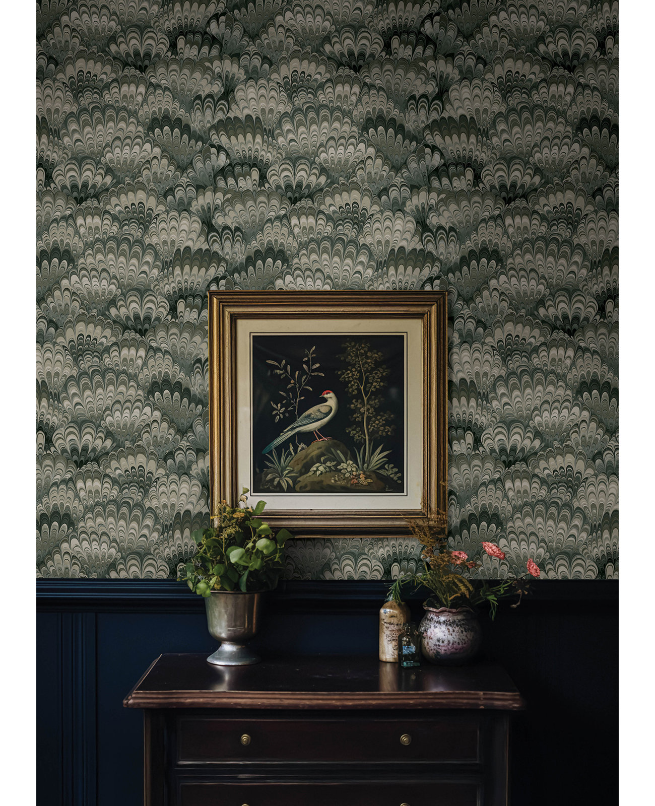 Marbled Ink Wallpaper Double Roll, Green