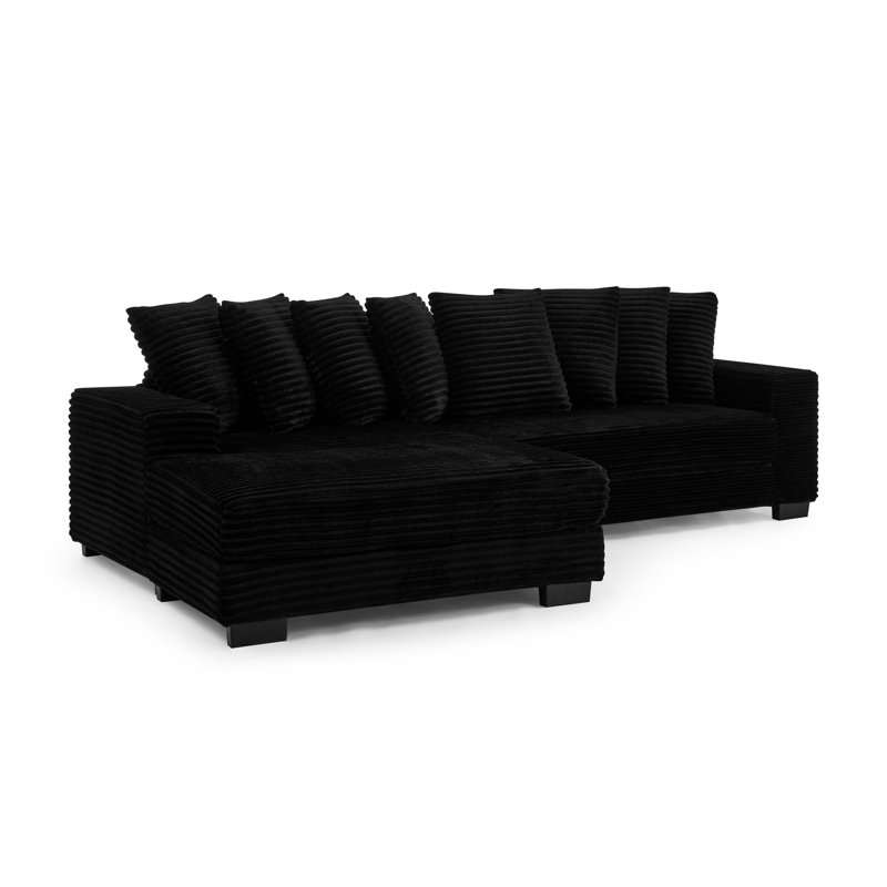 Canapé-lit rembourré en velours noir avec 3 options de sièges, conception convertible, siège confortable et durable, structure en bois franc, coussins amovibles