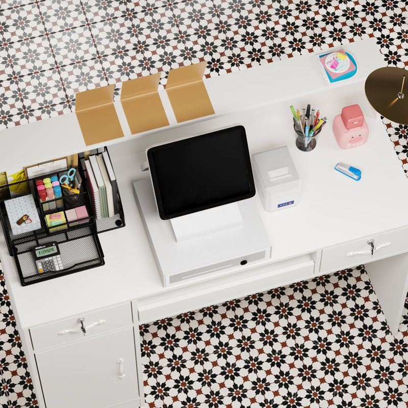 Adhamh 2-Drawer Wooden Reception Desk With Light