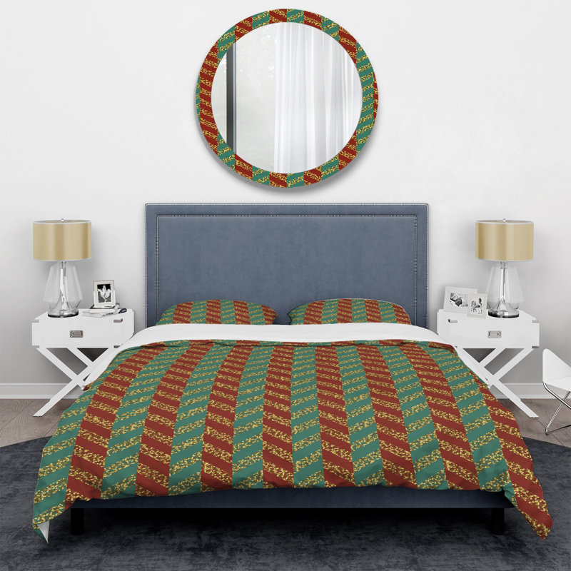 Chevrons de Noël - Ensemble de housse de couette abstrait - Microfibre de polyester