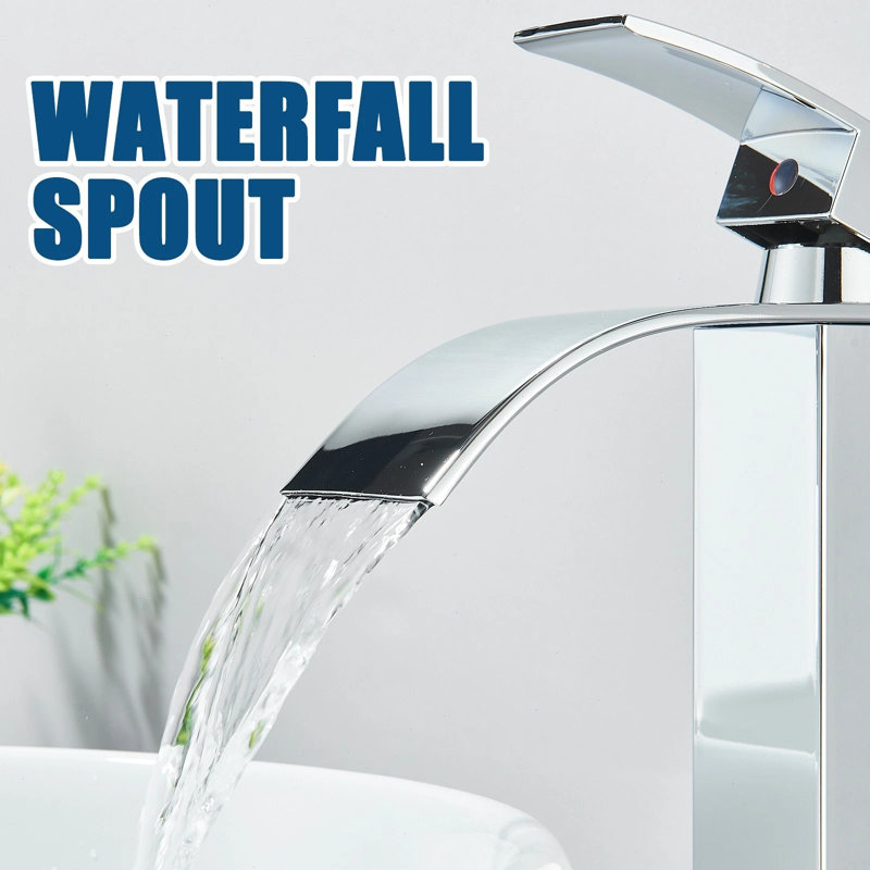 Chrome Basin Mixer Tap Waterfall Mono Bathroom Sink Tall Cloakroom Single Lever