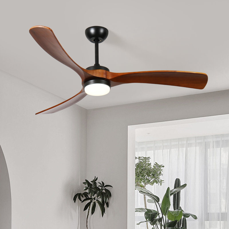 60-Inch 3-Blade Solid Wood Ceiling Fan Light, 60 Wide