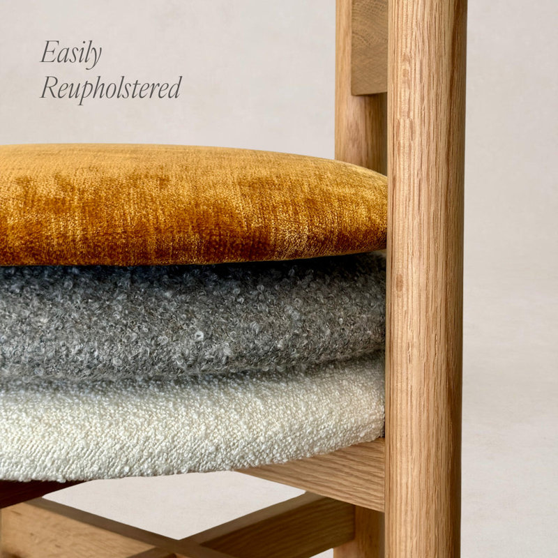 Teddy Upholstered Stool with Solid Wood Frame