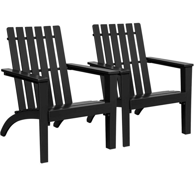 Garberville Acacia Outdoor Adirondack Chair, Black