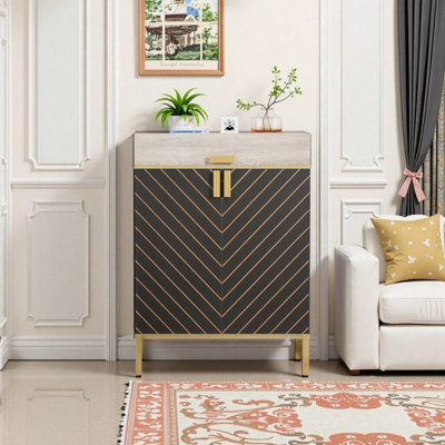 Armoire de rangement pour chaussures 31,49 pouces à 4 niveaux avec pieds en métal et tiroir