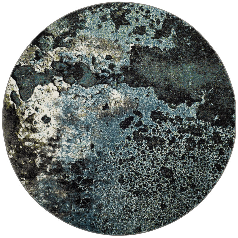 Glacier Performance Abstract Rug, Round 5'3"