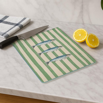 Durable Tempered Glass Cutting Board, 7.9 x 11.8 inches | 100% Antibacterial, Non-Slip Silicone Feet | Easy Clean Surface, Perfect for Food Prep & Kitchen Use, Not Dishwasher, Microwave, or Oven Safe