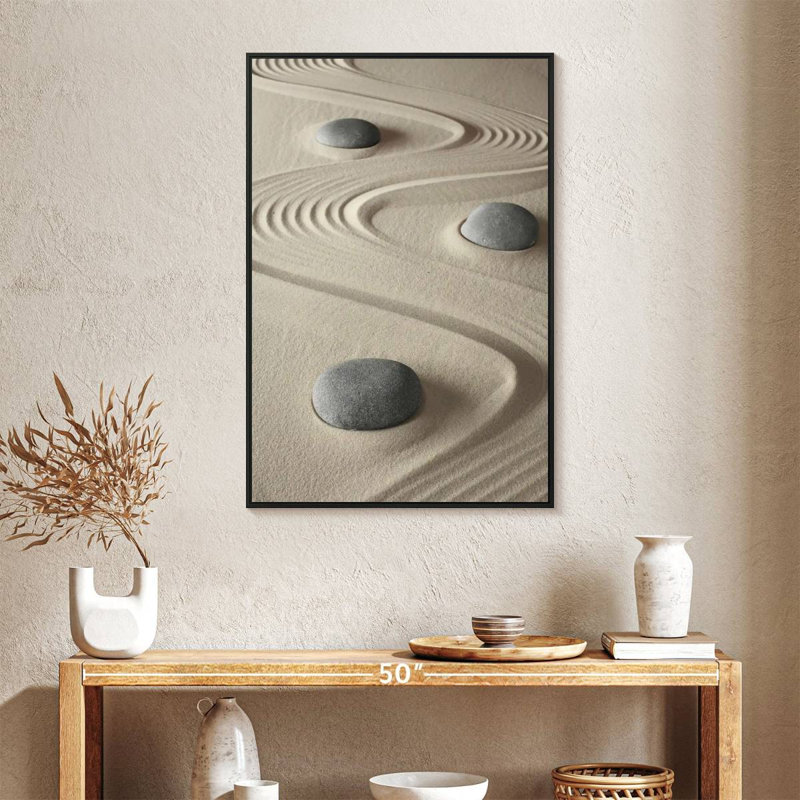 Zen Garden Balance, 25" X 37", Floating Frame Black