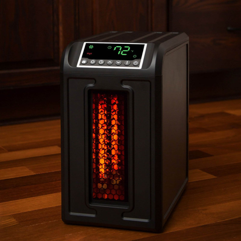 Lifesmart 1500 Watt 5118 BTU Electric High Efficiency Compact Space Heater with Adjustable Thermostat , Remote Included and with Digital Display