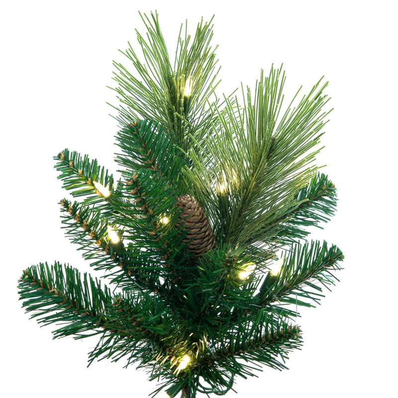 Vickerman 6.5' x 30" Slim Emerald Mixed Fir Artificial Pre-Lit Christmas Tree with 300 Dura-Lit® Warm White LED Mini Lights and 862 Realistic Mixed Fir Tips.