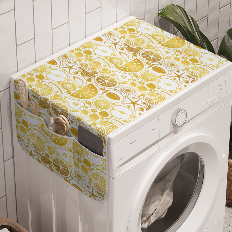 East Urban Home Fruit Washing Machine Organizer Pack of 2 47" x 18.5" Pale Earth Yellow White