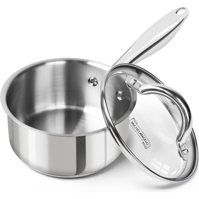 QT Saucepan With Lid Stainless Steel Sauce Pan With Tri Ply Bottom Saucepan Quart Sauce Pot Induction Compatible