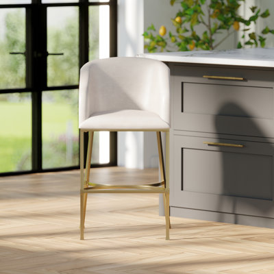 Tabouret de bar moderne moderne de 31 po, confortable, structure en acier doré, convient aux tabourets de 41 à 43 po avec structure et similicuir, élégant pour la décoration intérieure