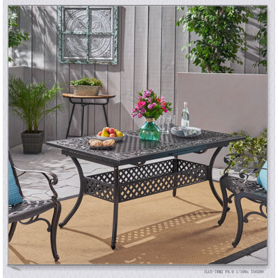 PHOENIX Expandable Aluminum Dining Table With Elegant Lattice Design For Versatile Outdoor Entertaining And Space Efficiency.