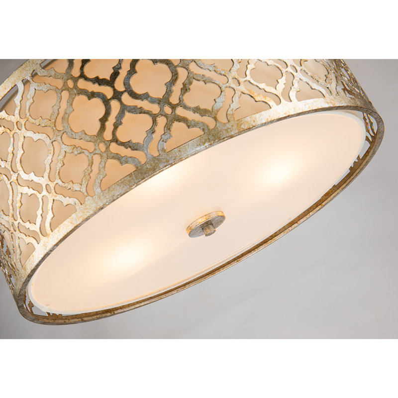 Large Distressed Silver Kitchen Pendant To Semi Flush Drum Lighting Fixture