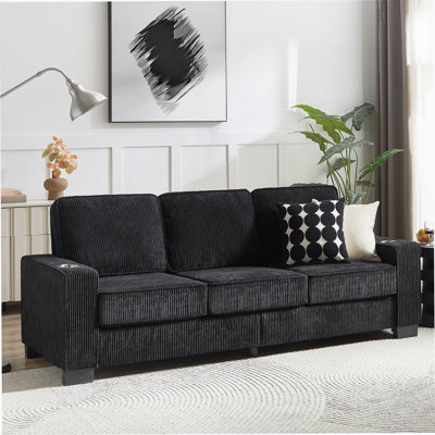 84.25"W 3-Seat Sofa with Cupholder