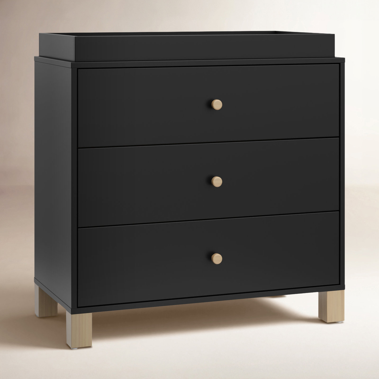 California 3-Drawer Changing Table Dresser, Black