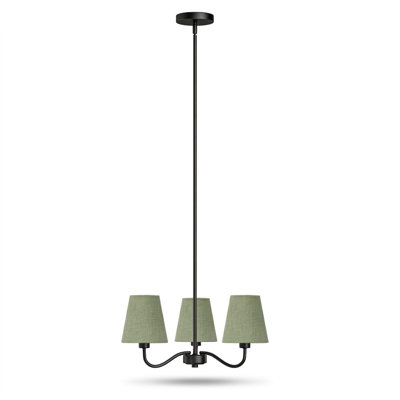 Lustre moderne en laiton poli à 3 lumières de 21 po avec abat-jour en lin pour salle à manger ou îlot de cuisine