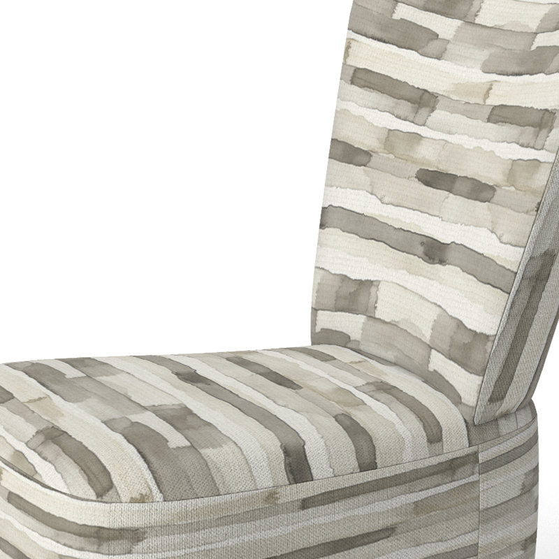 Chaise d'appoint rayée gris et beige, Chaise d'appoint sans accoudoirs