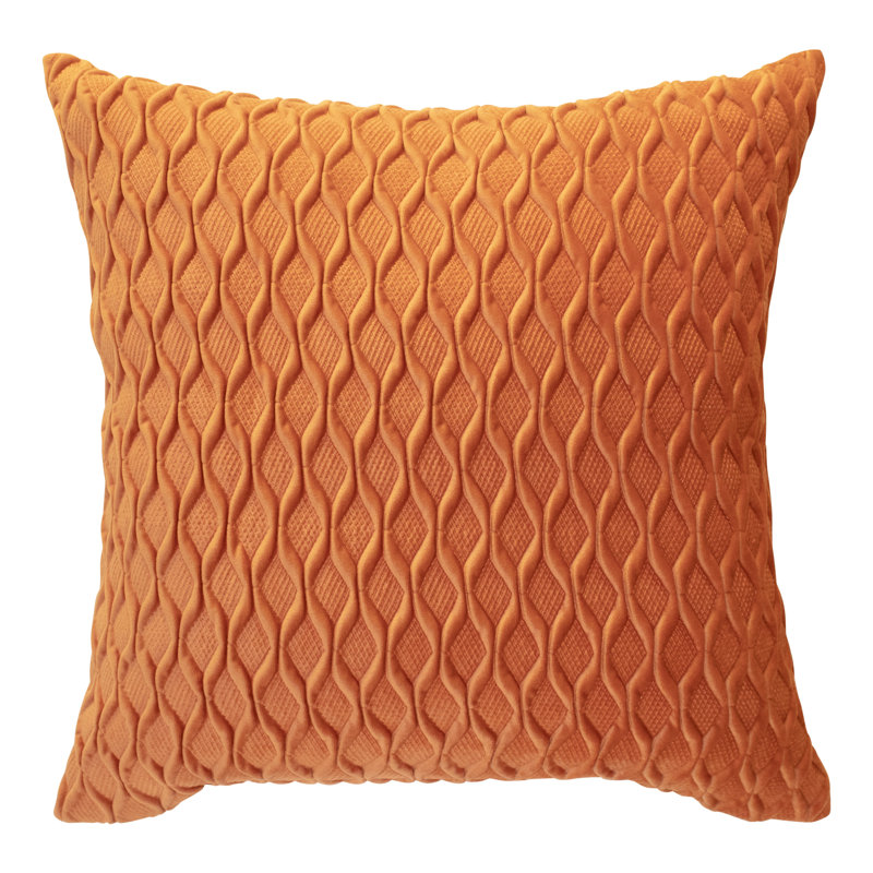 Coussin décoratif en velours et plumes, Orangé
