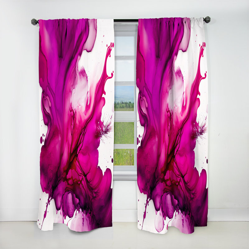 Ancien mystère in Viva Magenta II - Rideau occultant abstrait - 1 panneau, L 52 po x L 90 po