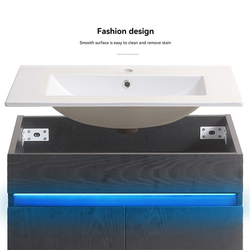 Larayne 30 " W Free Standing Wall Mounted 1 Single Vanity Bathroom Vanity With Ceramic Top