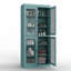 Armoire de salle de bain autoportante 100% bois massif 32 "avec portes en verre transparent et tablettes réglables - Rangement de salle de bain moderne-1669745072