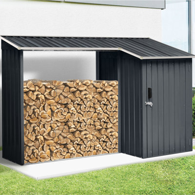 9 Ft. x 4 Ft. Metal Log Store -  Hanover, HANMLTIWDSHD-GRY