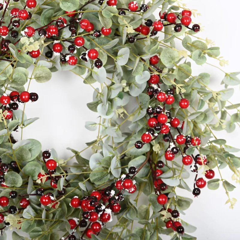 26" Artificial Eucalyptus Berry Fall Winter Front Door Wreath For Christmas