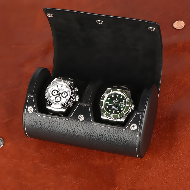 Boîte à montre en cuir +, Noir