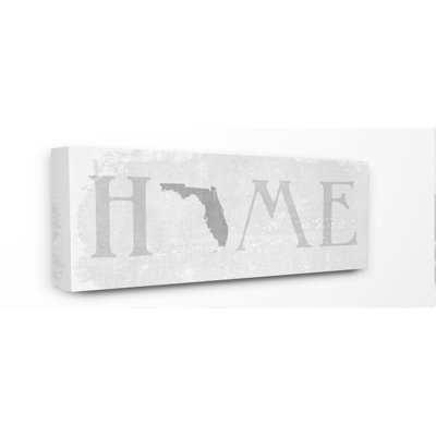 «Florida Home State Map Neutral Textured Word Design», reproduction d'art textuel sur toile